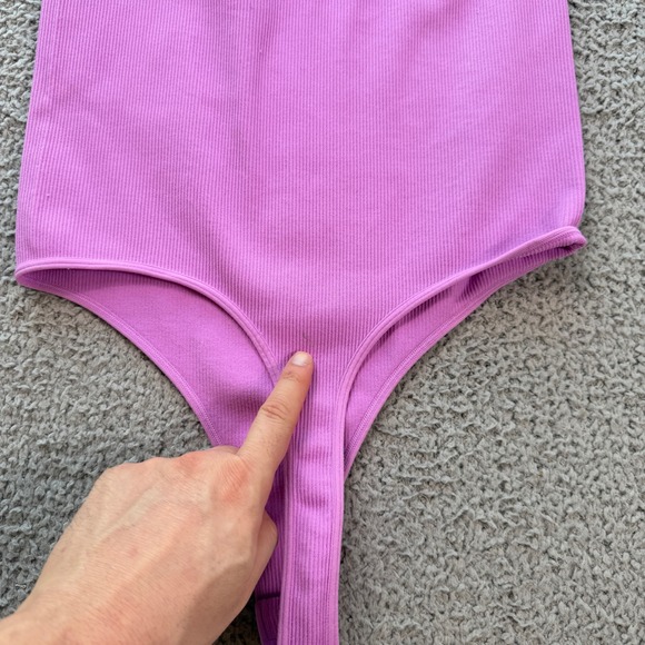 Wild Fable Womens Ribbed Halter Bodysuit Purple High Neck Thong Snap Medium - Picture 6 of 8